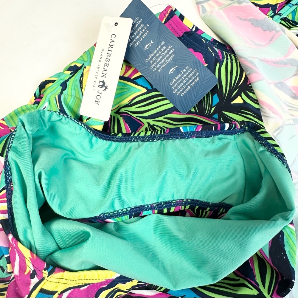 Caribbean Joe Cape Coral Multi Women's Off The Shoulder One Piece Swimsuit 10 - Picture 8 of 14